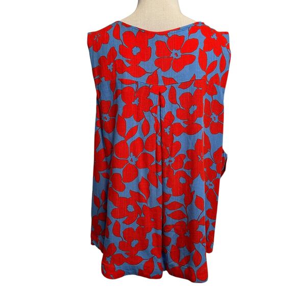 Draper James RSVP Floral Top Womens XXL Red Blue Sleeveless Button Side Tank - Picture 6 of 10